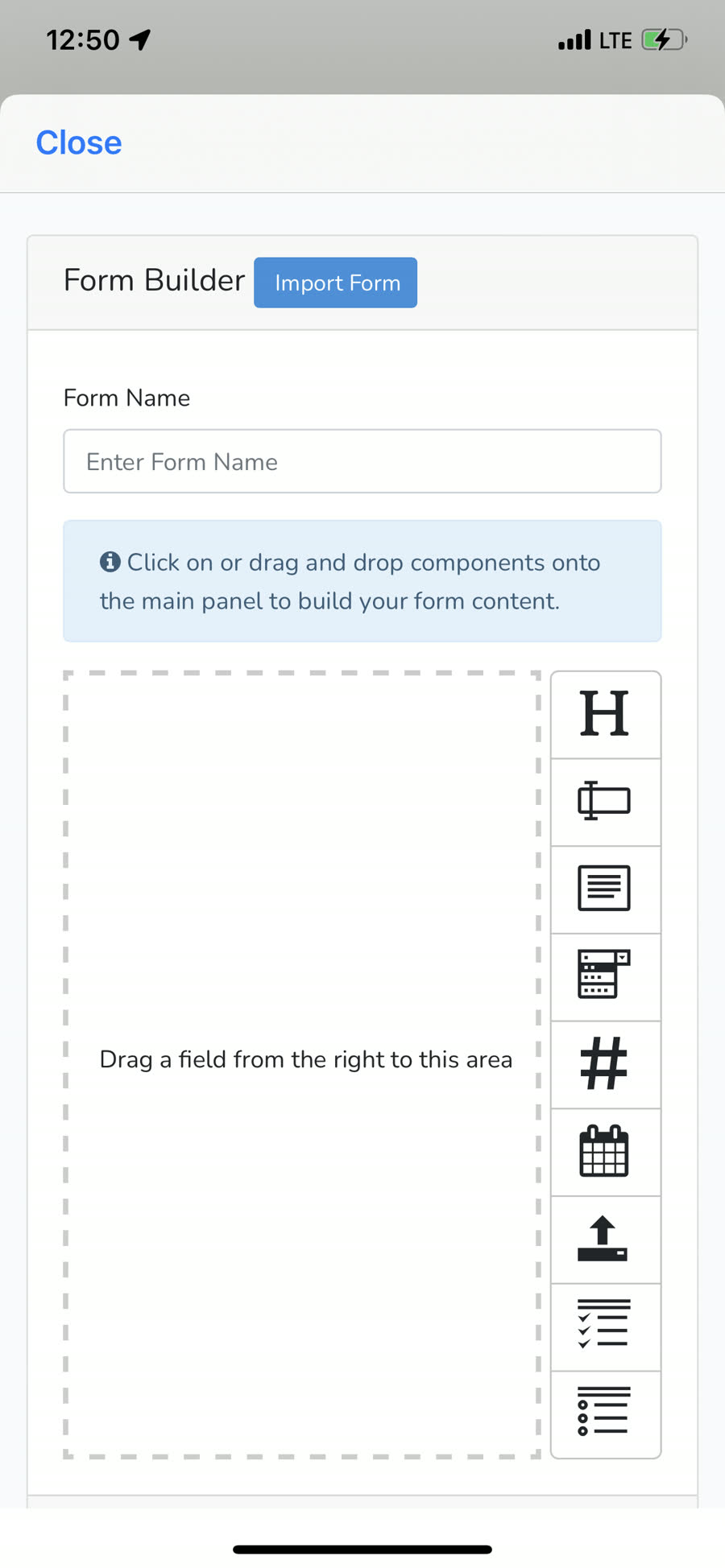 Form Builder canvas