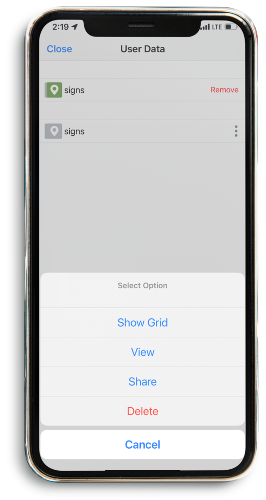 Sharing collected data | Geo Data Collector